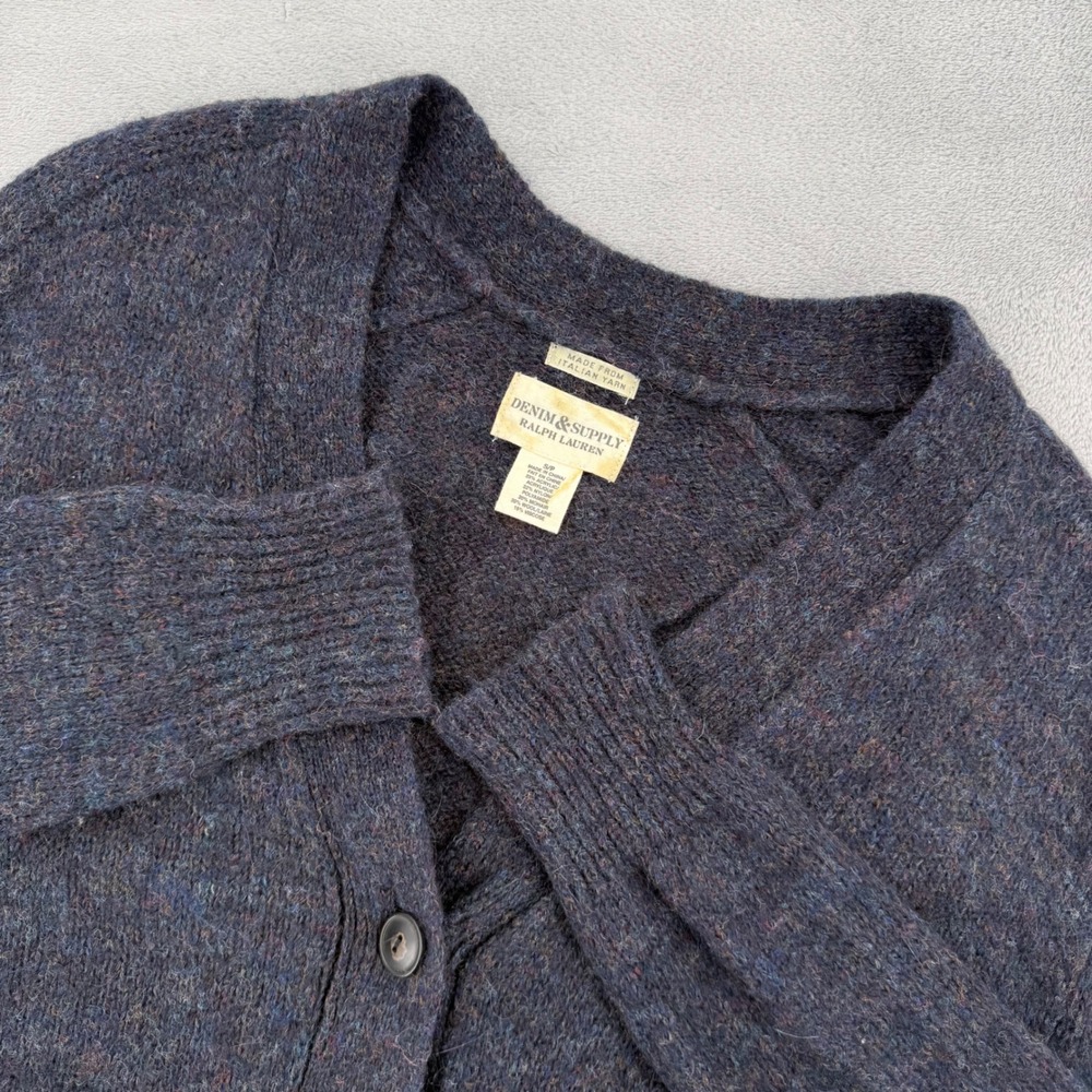 Denim & Supply Ralph Lauren Womens Small Mohair Wool Blend Cardigan Navy Blue